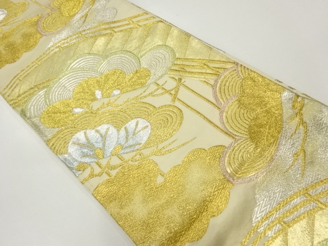 アンティーク　橋に松模様織り出し袋帯（材料）